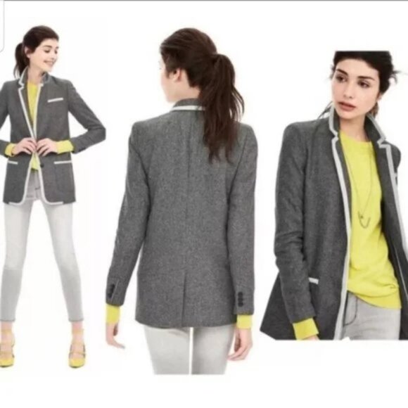 Banana Republic Women’s Wool Notched Collar Button Front Jacket Blazer Size 0 - Picture 1 of 13